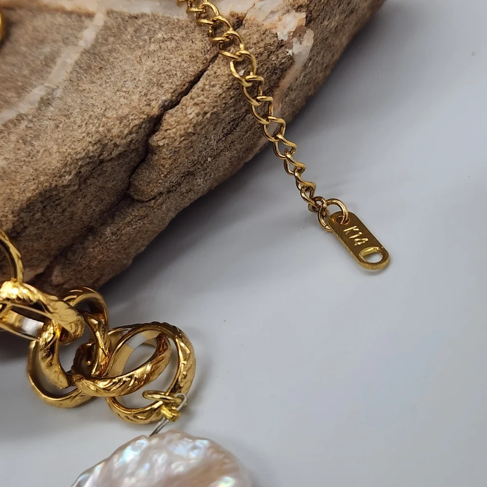 Cult Gaia Genuine Pearls 14K Gold plated Necklace Real Raw Coin Pearls
